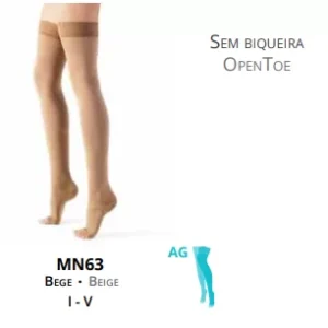 Meias Medicinais de Descanso em Lycra Raiz da Coxa AG (140DEN) – SEM Biqueira – Bege